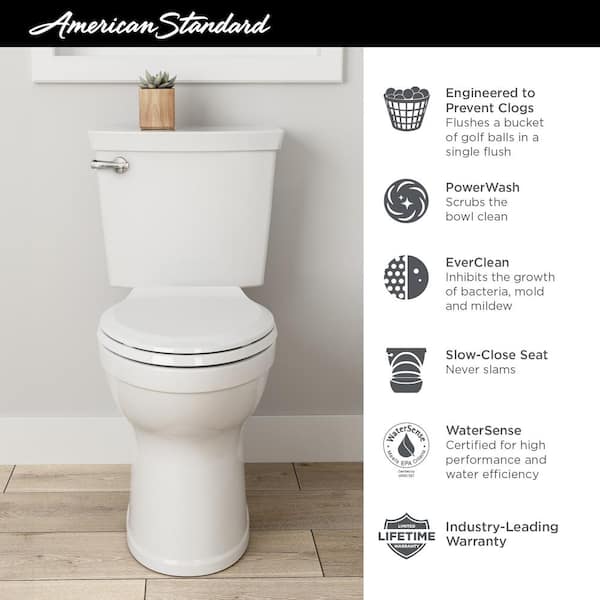 Standard Champion Tall Height 2-Piece High-Efficiency 1.28 GPF Single Flush Elongated in White Seat Included-747AA107SC.020 The Home Depot