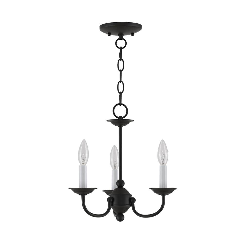 Black Steel 3-Light Mini Candle Chandelier