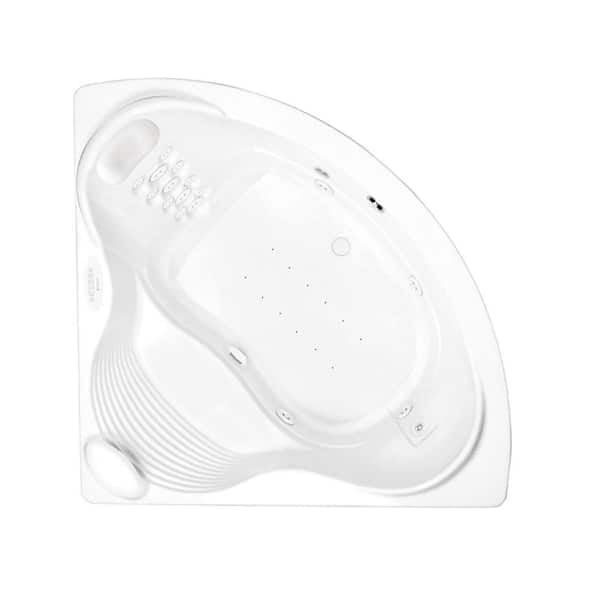 Aquatic Infinity 4 - 60 in. Acrylic Center Drain Corner Drop-In Air Bath/ Whirlpool Bathtub with Heater in White