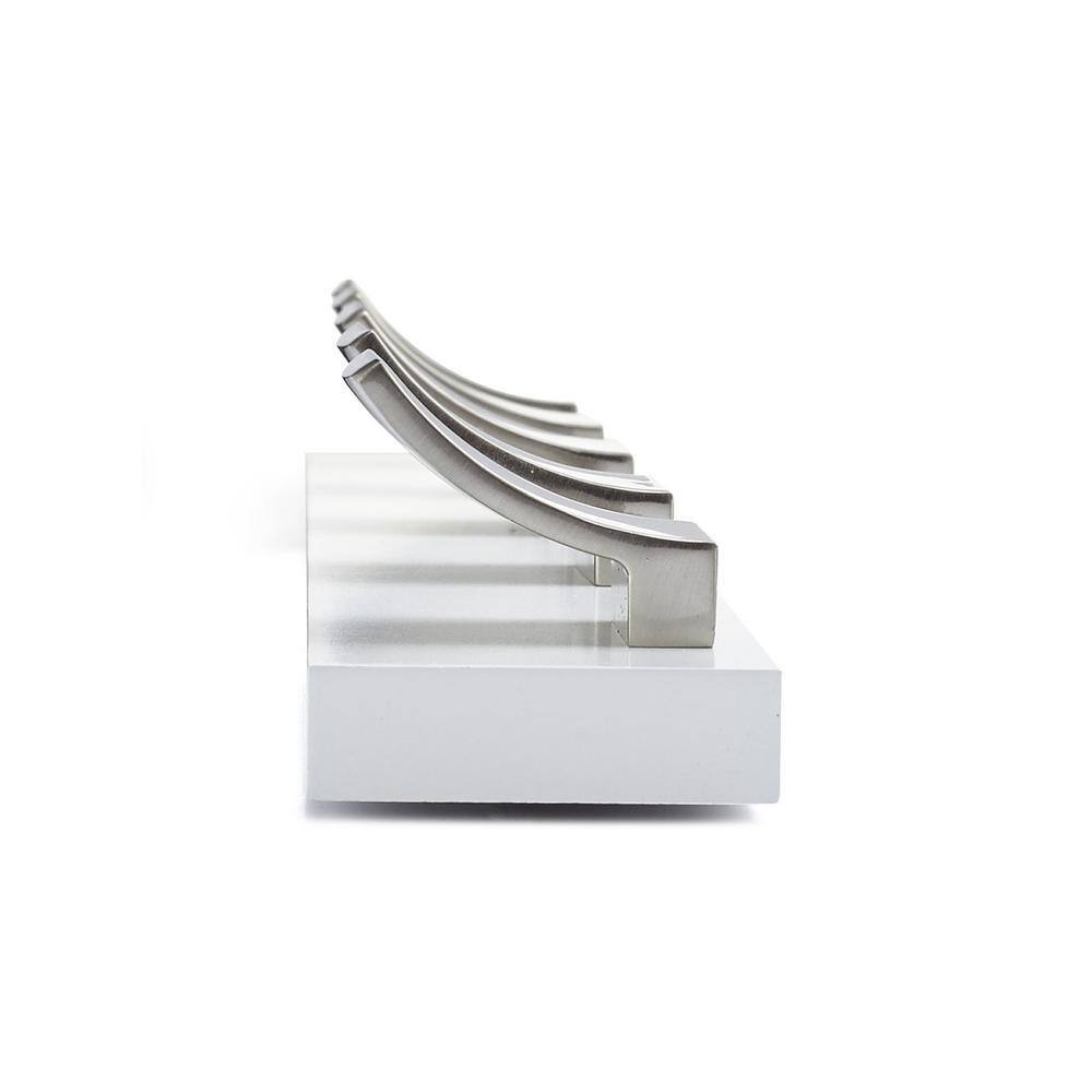 24" White and Brushed Nickel Modern Wall Mounted Hook Rack