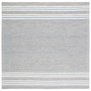 Metro Grey/Blue 6 ft. x 6 ft. Striped Solid Color Square Area Rug