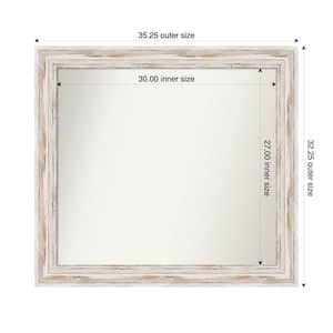 Alexandria Whitewash 35.25 in. x 32.25 in. Custom Non-Beveled Wood Framed Bathroom Vanity Wall Mirror