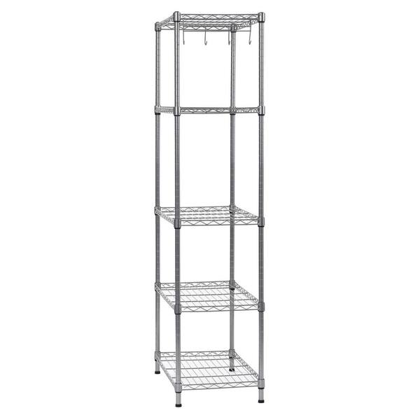 RACK5S - Stainless Steel Storage Rack with 5 Shelves and Adjustable Feet -  Parry