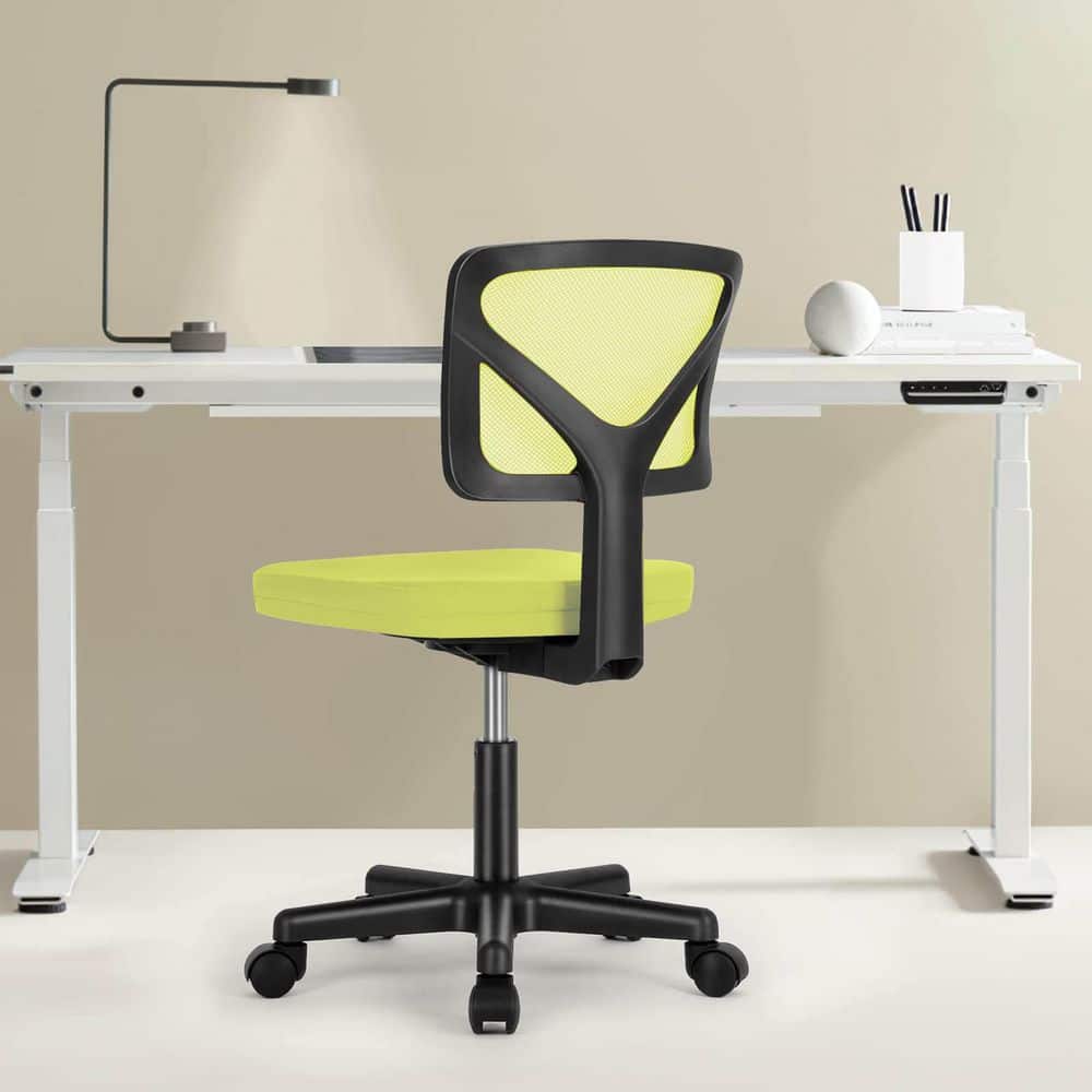 Mesh Low-Back Ergonomic Task Chair in Green, Armless Computer Chair Home Office Desk Chair