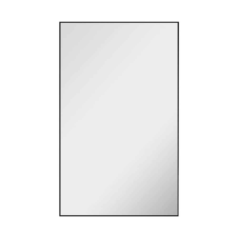 35 in. W x 59 in. H Rectangular Framed Wall Bathroom Vanity Mirror in Black
