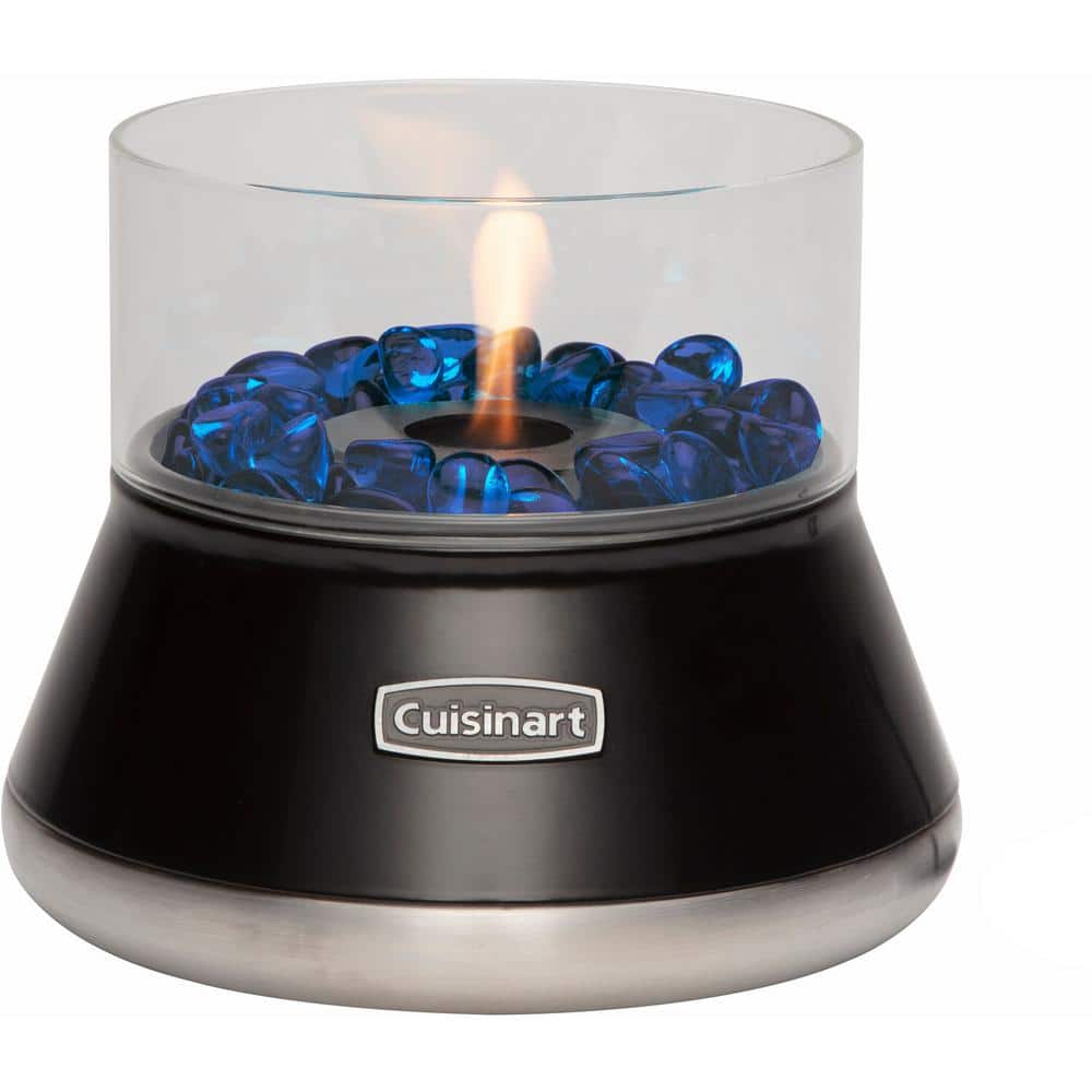 Compact Black Glass Tabletop Fire Pit