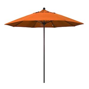 9 ft. Fiberglass Market Pulley Open Bronze Patio Umbrella in Tuscan Pacifica
