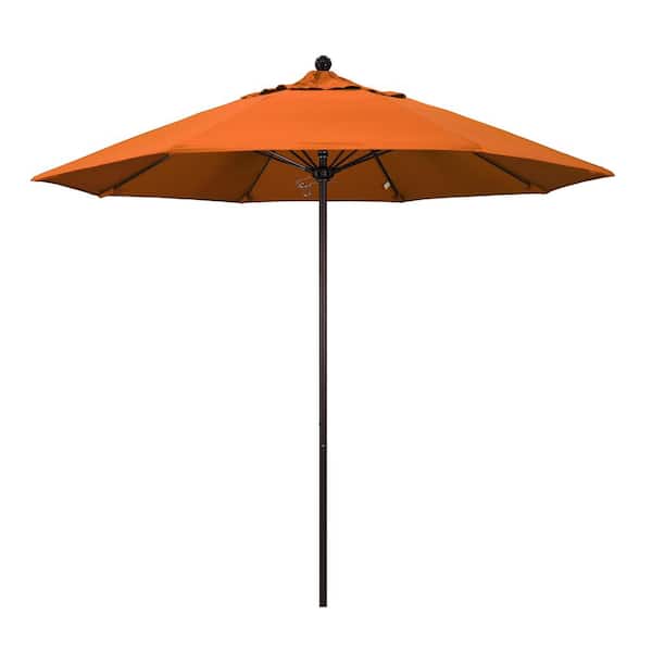 California Umbrella 9 ft. Fiberglass Market Pulley Open Bronze Patio Umbrella in Tuscan Pacifica