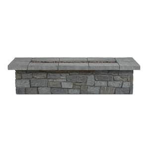 Sedona 66 in. x 15 in. Rectangle MGO Propane Fire Pit in Gray with Natural Gas Conversion Kit