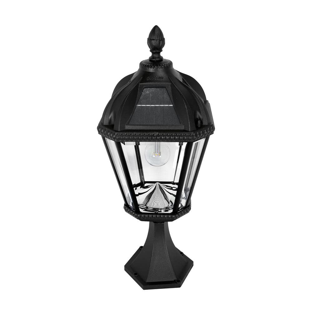 Black Aluminum and Glass Solar LED Lamp Post