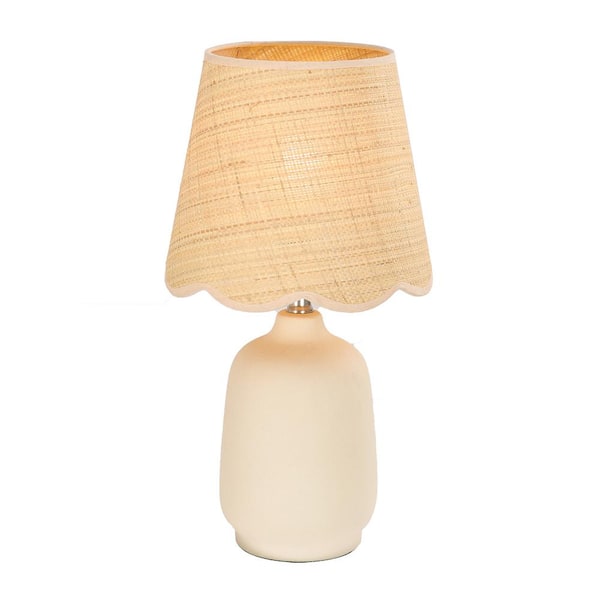 Pia Ricco 18.90 in. Cream Table Lamp with Rattan Lace Shade