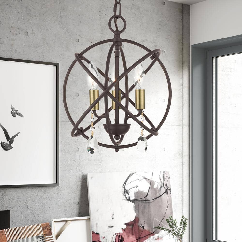 Bronze Mini Plug-in Crystal Candle Chandelier