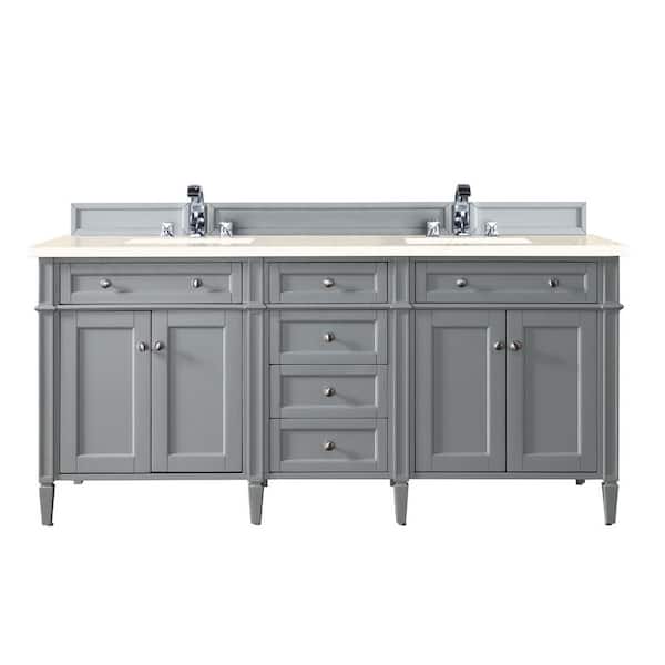 Britney 72 in. W x 22 in. D x 34 in. H Bath Vanity in White with Carrara Marble Top in White with White Double Sinks