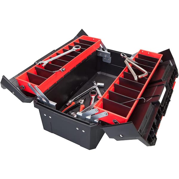 Big Red 19 in. Plastic Foldable Portable Tool Box with Storage