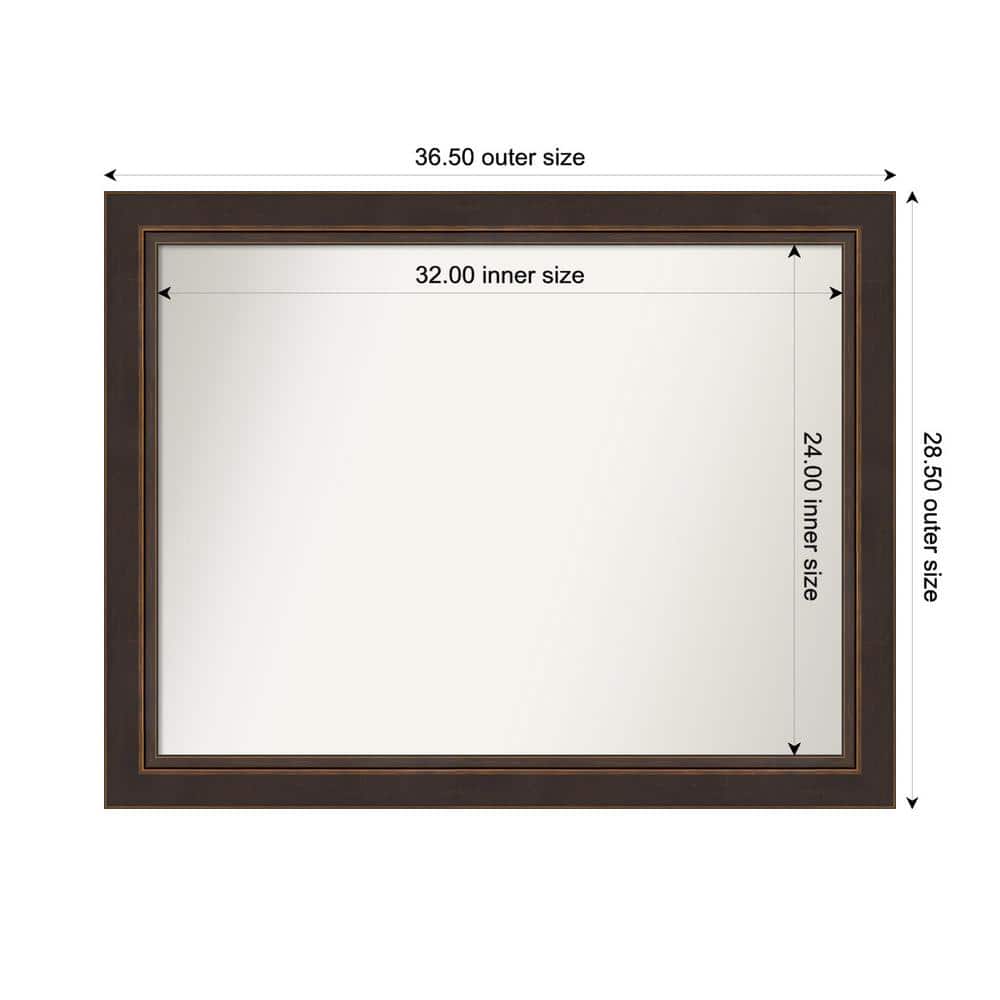 Lara Bronze 36.5 in. W x 28.5 in. H Custom Non-Beveled Wood Framed Bathroom Vanity Wall Mirror price history on PriceWatchPro