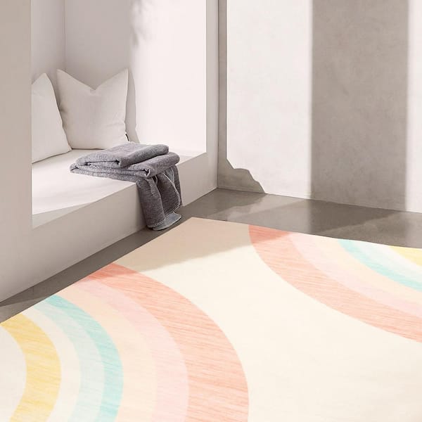 Rug Branch Kids Rainbow Soft Playmat Pink Cream x 10 ft