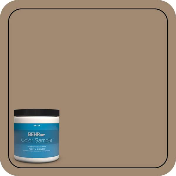 BEHR PREMIUM PLUS 8 oz. #700D-5 Toffee Crunch Satin Enamel Interior/Exterior Paint & Primer Color Sample