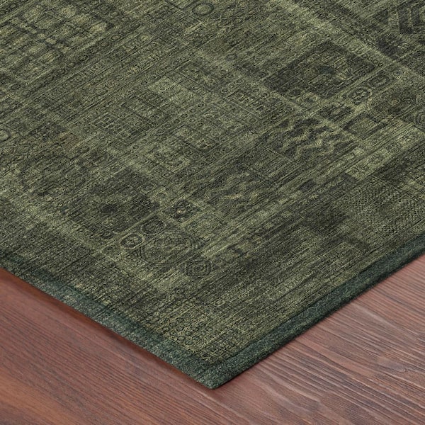 Chantille Machine Washable Indoor/Outdoor Abstract ACN2805 Olive 8 ft. x 10 ft. Area Rug