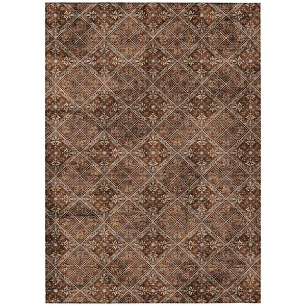 Chantille Machine Washable Indoor/Outdoor Abstract ACN2692 Brick 10 ft. x 14 ft. Area Rug