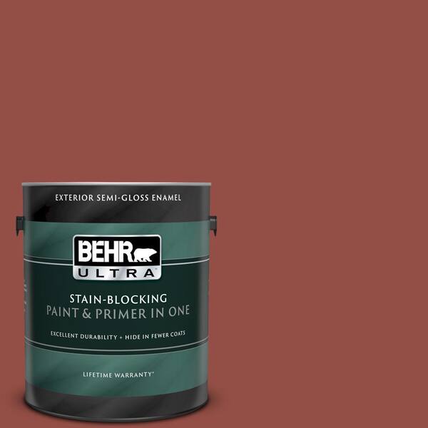 BEHR ULTRA 1 gal. #UL120-21 Powdered Brick Semi-Gloss Enamel Exterior Paint and Primer in One