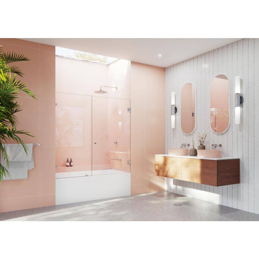 Illume 60" x 58.25" Frameless Clear Glass Bathtub Door with Chrome Finish