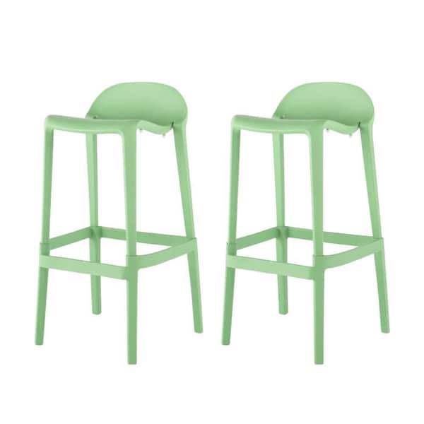 Lagoon Joyous 34.30 in. Green Indoor/Outdoor Barstool (Set of 2)