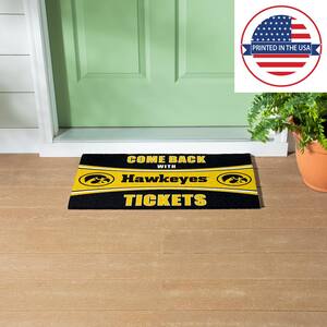University of Iowa 28 in. x 16 in. PVC "Come Back With Tickets" Trapper Door Mat