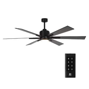 65 in. Indoor Integrated LED Matte Black Downrod Ceiling Fan with Light and Remote Control