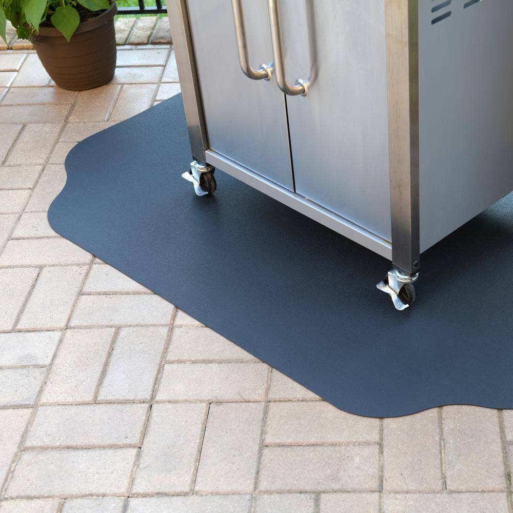 Black Synthetic Rubber Grill Protective Mat 30" x 48"