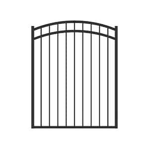 Versai 4 ft. W x 4.5 ft. H Gloss Black Steel Metal Fence Arched Walk Gate