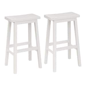 16.33 in. x 12.63 in. x 29.00 in. White Wood Kitchen, Table, and Bar Counter Stool