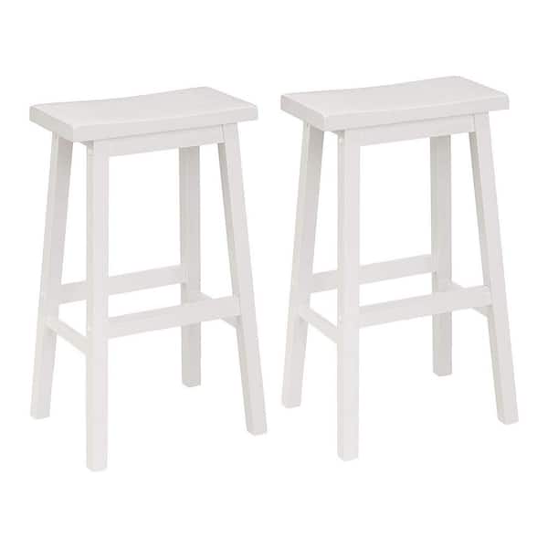 PJ wood 16.33 in. x 12.63 in. x 29.00 in. White Wood Kitchen, Table, and Bar Counter Stool