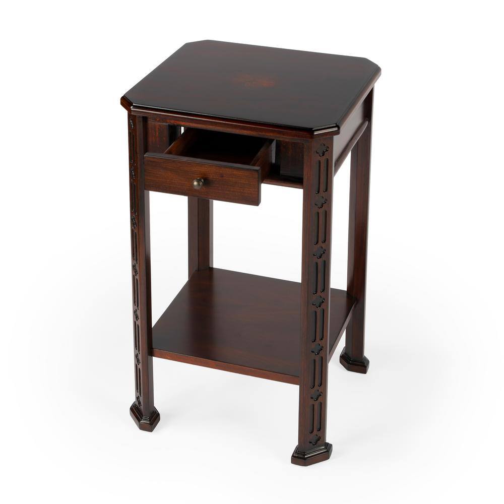 Small Plantation Cherry Wood Side Table with Storage