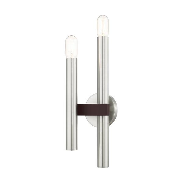 AVIANCE LIGHTING Brenham 6.5 in. 2-Light Brushed Nickel with Bronze Accents Double Sconce