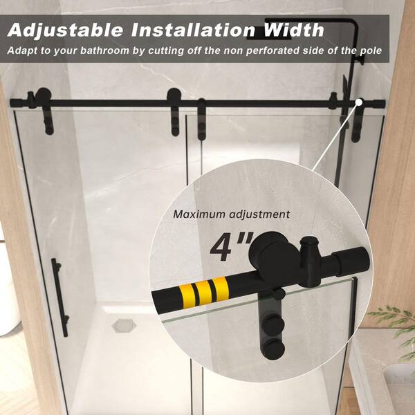 EASYWORC 50-54 in. W x 76 in. H Sliding Frameless Shower Door in