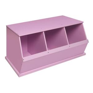 37 in. W x 17 in. H x 19 in. D Lilac Stackable 3-Storage Cubbies
