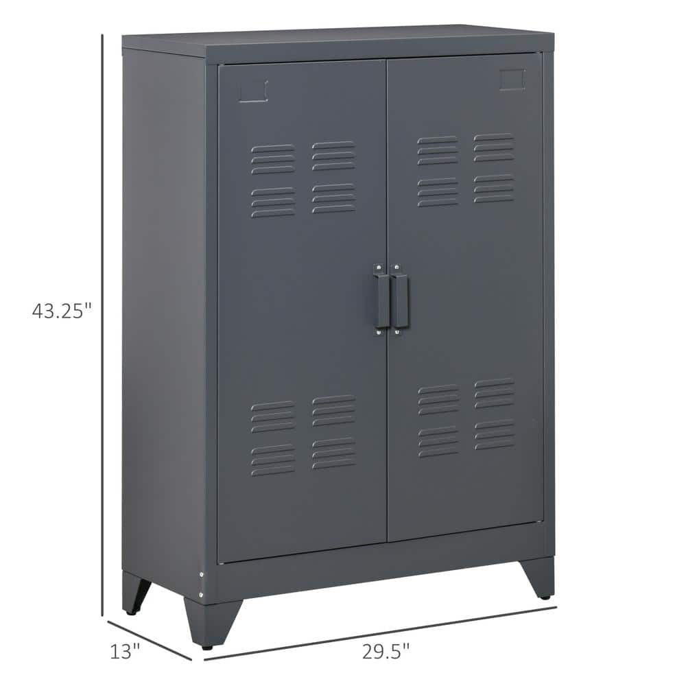 Industrial Grey Steel Office Storage Cabinet with Adjustable Shelving