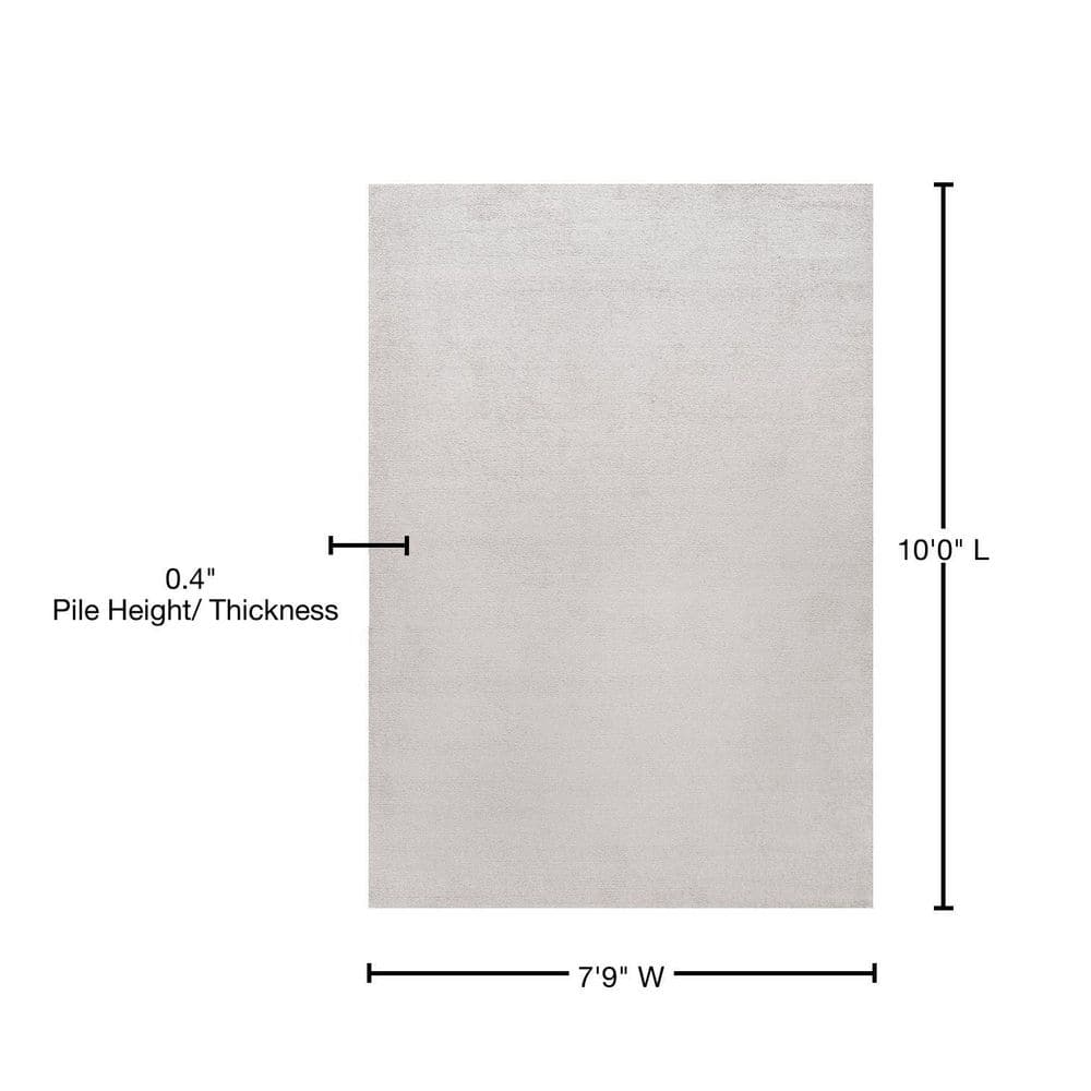 Ivory Low-Pile Synthetic Reversible Area Rug, 8 x 10
