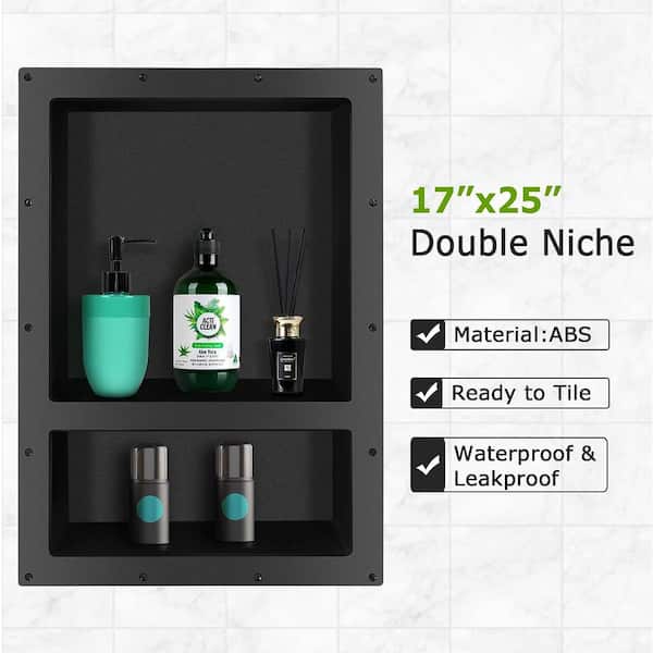 Shower Niche Matte Black Color Bathroom Corner Shelf Solid SUS304 Shower  Caddy - China Double Shelf Shower Niche, Shower Niche