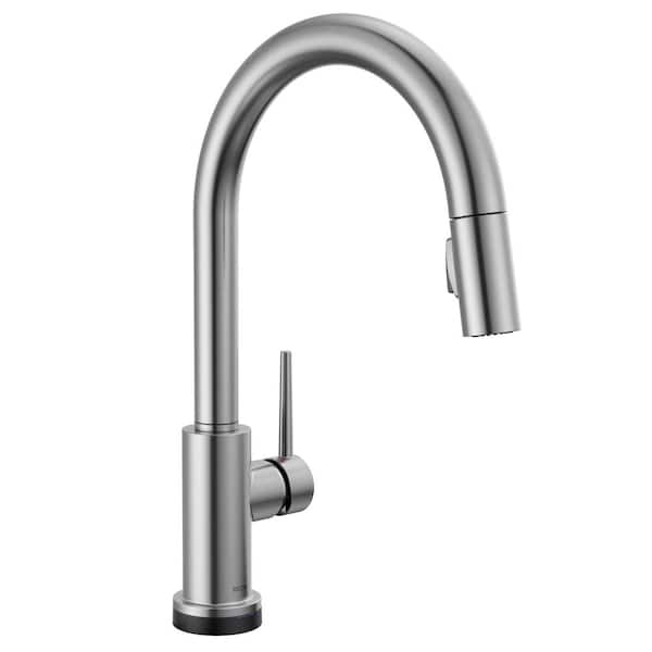 Delta Trinsic VoiceIQ Touch2O with Touchless Technology Single Handle Pull Down Sprayer Kitchen Faucet in Arctic Stainless