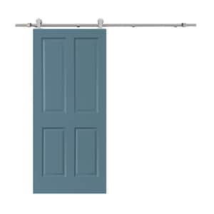 36 in. x 80 in. 4 Panel Dignity Blue Stained Composite MDF Interior Sliding Barn Door with Hardware Kit