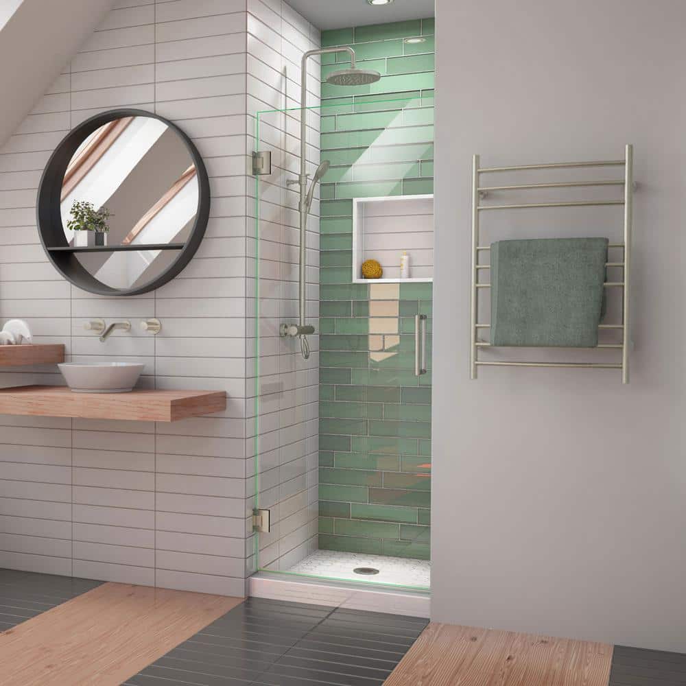 Unidoor-LS 23'' x 72" Frameless Clear Glass Hinged Shower Door