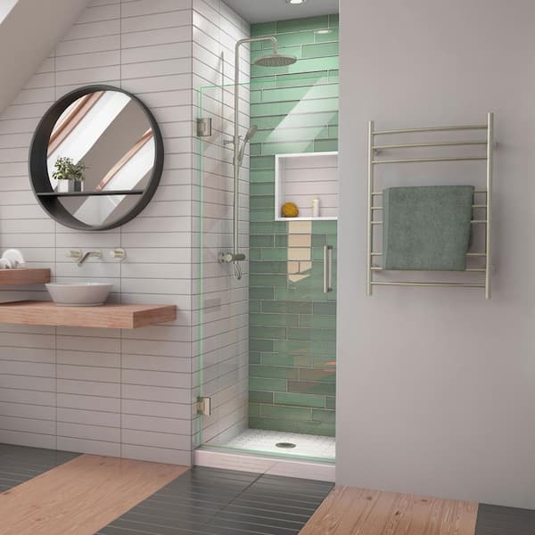 DreamLine Unidoor-LS 24 in. W x 72 in. H Frameless Hinged Shower Door in Brushed Nickel