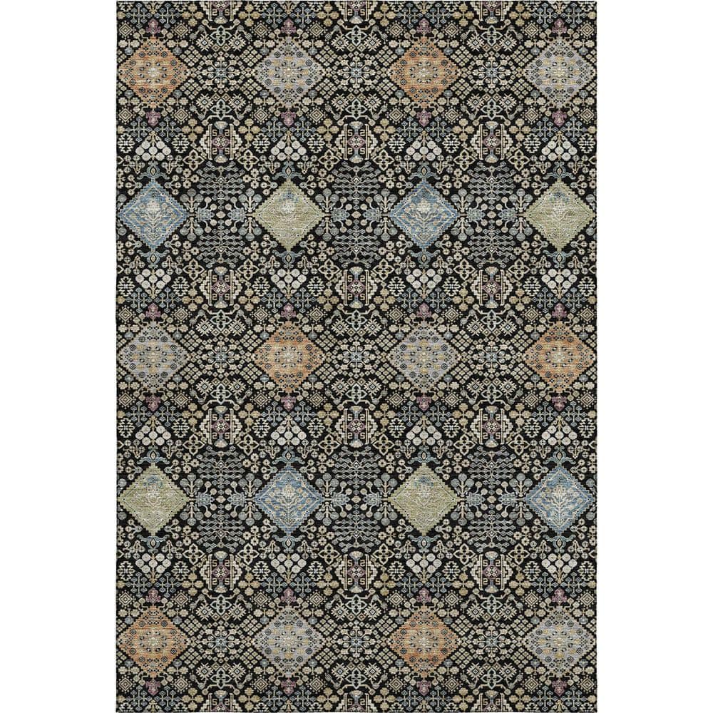 Mayfield Premium Machine Washable Abstract AMF2440 Black 3 ft. x 5 ft. Area Rug price history on PriceWatchPro