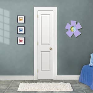 18 in. x 80 in. Carrara 2 Panel Right-Hand Solid Core White Painted Molded Composite Single Prehung Interior Door