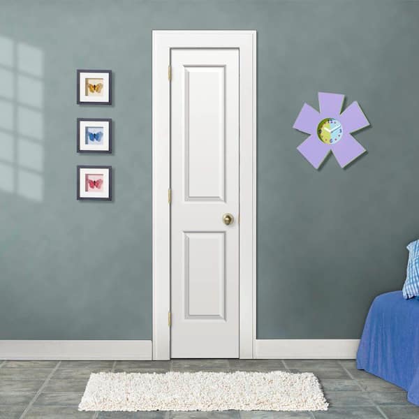 18 in. x 80 in. Carrara 2 Panel Right-Hand Hollow Core White Painted Molded Composite Single Prehung Interior Door