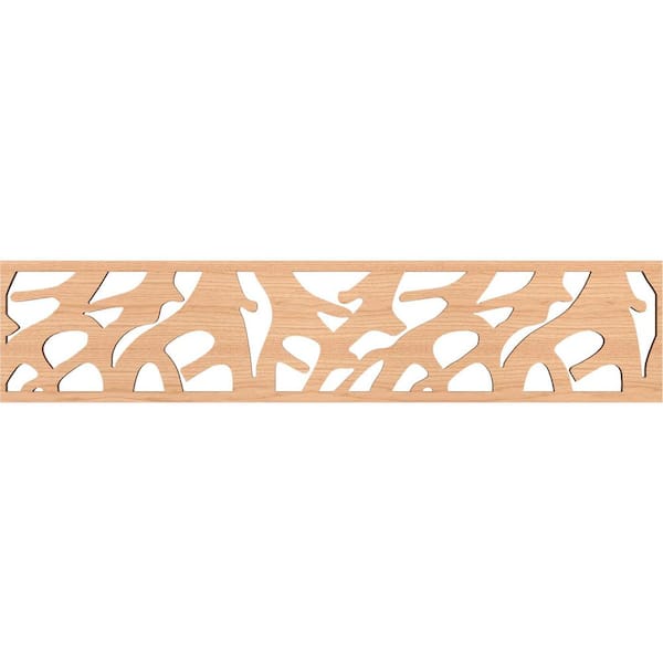 Ekena Millwork Manton Fretwork 0.375 in. D x 46.75 in. W x 10 in. L Hickory Wood Panel Moulding