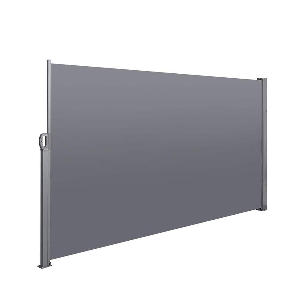 Gray 63" x 118" Retractable Side Awning with Aluminum Frame