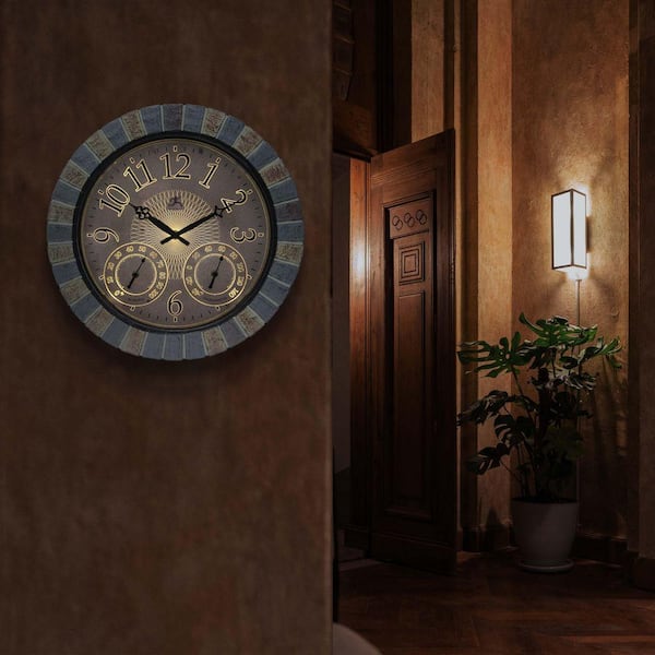 Aztec 18 in Faux Stone Indoor-Outdoor Wall Clock
