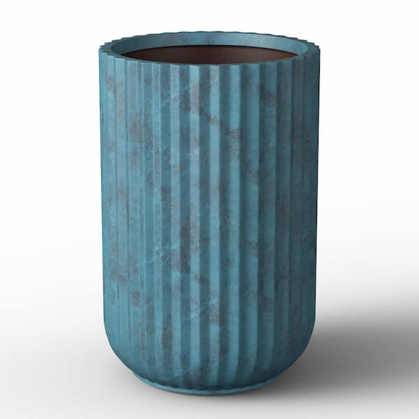 14 in. Large Muted Teal (Premium Inner) Concrete Round Planter/Pot with Drainage Holes